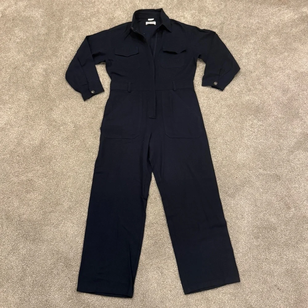 Rivet Utility Dynamo stretch organic cotton jumpsuit powerhouse navy blue NWOT - Picture 3 of 14